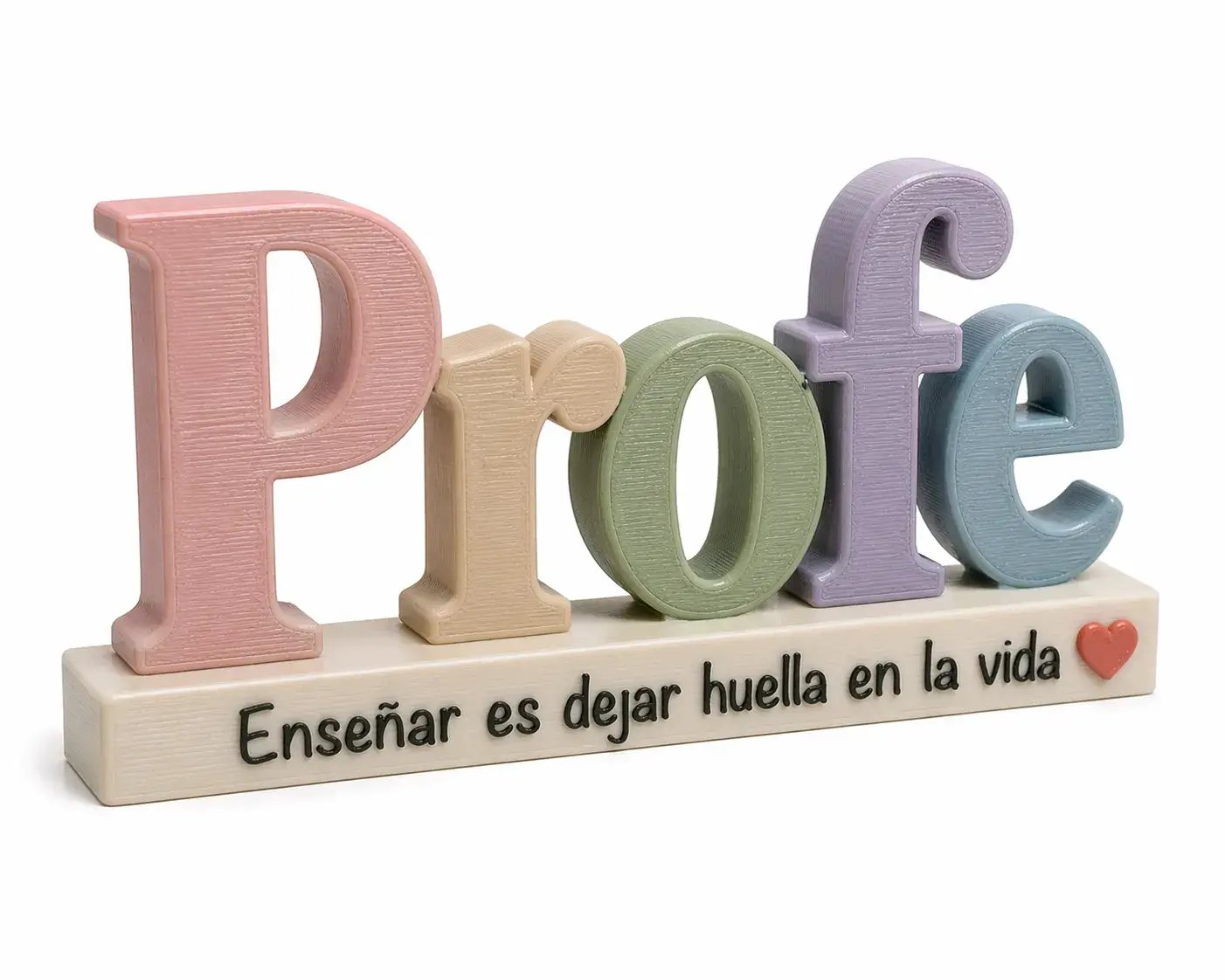 figura impresa 3d letra volumetrica profesora